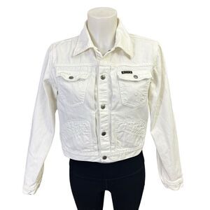 LUCKY BRAND Women’s‎ Button Down White Denim Jacket Cropped size Medium
